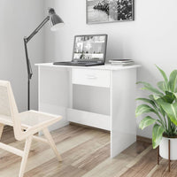 Desk High Gloss White 100x50x76 cm