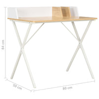 Desk White and Natural 80x50x84 cm Kings Warehouse 