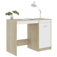 Desk White and Sonoma Oak 100x50x76 cm Kings Warehouse 
