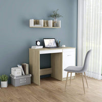 Desk White and Sonoma Oak 100x50x76 cm