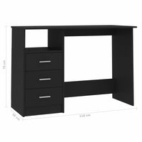 Desk with Drawers Black 110x50x76 cm Kings Warehouse 