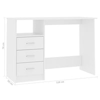 Desk with Drawers White 110x50x76 cm Kings Warehouse 
