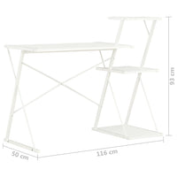 Desk with Shelf White 116x50x93 cm Office Supplies Kings Warehouse 