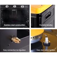 Dev King 3 Burner Portable Oven - Black & Yellow Kings Warehouse 