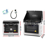 Dev King 3 Burner Portable Oven - Silver & Black Kings Warehouse 