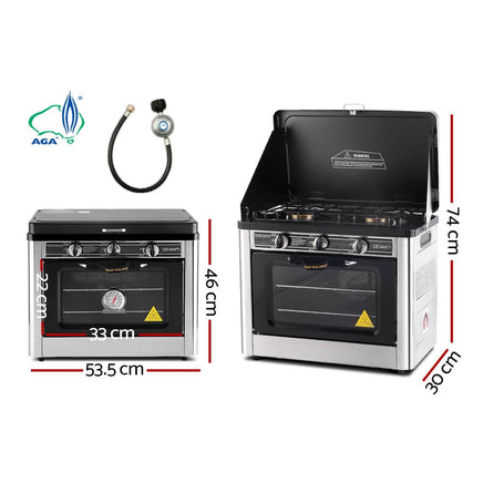 Dev King 3 Burner Portable Oven - Silver & Black Kings Warehouse 