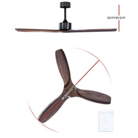 Dev King 52'' Ceiling Fan With Remote Control Fans 3 Wooden Blades Timer 1300mm Appliances > Fans Kings Warehouse 