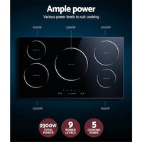 Dev King Induction Cooktop 90cm Ceramic Glass 5 Stove Top Kings Warehouse 