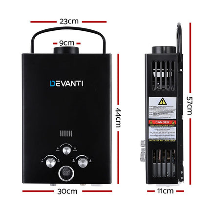 Dev King Outdoor Gas Hot Water Heater Portable Camping Shower 12V Pump Black Camping > Outdoor Kings Warehouse 