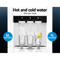 Devanti 22L Bench Top Water Cooler Dispenser Filter Purifier Hot Cold Room Temperature Three Taps Kitchen Appliances Kings Warehouse 