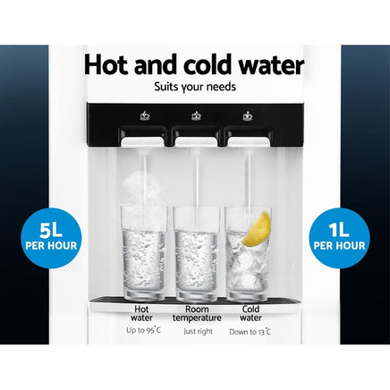 Devanti 22L Bench Top Water Cooler Dispenser Filter Purifier Hot Cold Room Temperature Three Taps Kitchen Appliances Kings Warehouse 