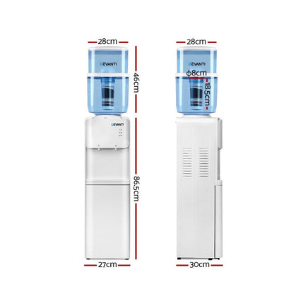 Devanti 22L Water Cooler Dispenser Top Loading Hot Cold Taps Filter Purifier Bottle Kitchen Appliances Kings Warehouse 