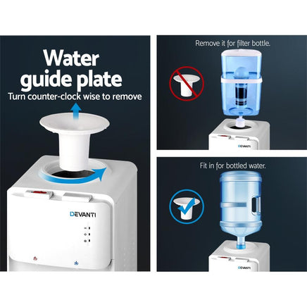 Devanti 22L Water Cooler Dispenser Top Loading Hot Cold Taps Filter Purifier Bottle Kitchen Appliances Kings Warehouse 