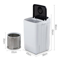 Devanti 4.6KG Mini Portable Washing Machine - Black Washers & Dryers Kings Warehouse 