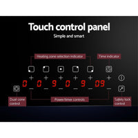 Devanti 90cm Ceramic Cooktop Electric Cook Top 5 Burner Stove Hob Touch Control 6-Zones Kings Warehouse 