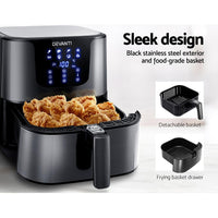 Devanti Air Fryer 7L LCD Fryers Oven Airfryer Kitchen Healthy Cooker Stainless Steel Kings Warehouse 