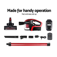 Devanti Cordless Stick Vacuum Cleaner - Black and Red Appliances Kings Warehouse 
