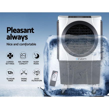 Devanti Evaporative Air Cooler Industrial Conditioner Commercial Fan Purifier Air Conditioners Kings Warehouse 