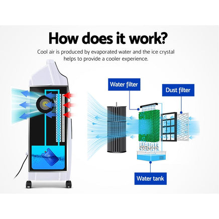 Devanti Evaporative Air Cooler Potable Fan Cooling Remote Control LED Display Kings Warehouse 