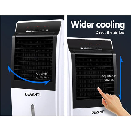 Devanti Evaporative Air Cooler Potable Fan Cooling Remote Control LED Display Kings Warehouse 