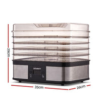 Devanti Food Dehydrator with 5 Trays - Silver Kings Warehouse 