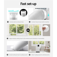 Devanti Portable Air Conditioner Cooling Mobile Fan Cooler Dehumidifier White 2000W New Arrivals Kings Warehouse 