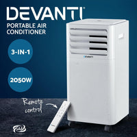 Devanti Portable Air Conditioner Cooling Mobile Fan Cooler Dehumidifier White 2000W New Arrivals Kings Warehouse 