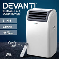 Devanti Portable Air Conditioner Cooling Mobile Fan Cooler Dehumidifier Window Kit White 3300W Air Conditioners Kings Warehouse 