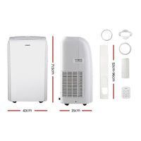 Devanti Portable Air Conditioner Cooling Mobile Fan Cooler Remote Window Kit White 3300W Air Conditioners Kings Warehouse 