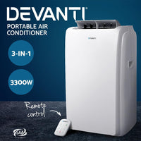 Devanti Portable Air Conditioner Cooling Mobile Fan Cooler Remote Window Kit White 3300W Air Conditioners Kings Warehouse 