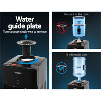 Devanti Water Cooler Dispenser Mains Bottle Stand Hot Cold Tap Office Black Kings Warehouse 