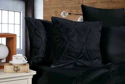 Diamond Pintuck Premium Ultra Soft Cushion Covers 2-Pack - Black Kings Warehouse 
