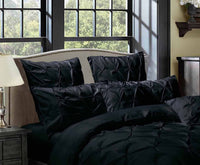 Diamond Pintuck Premium Ultra Soft European Pillowcases 2-Pack - Black Kings Warehouse 