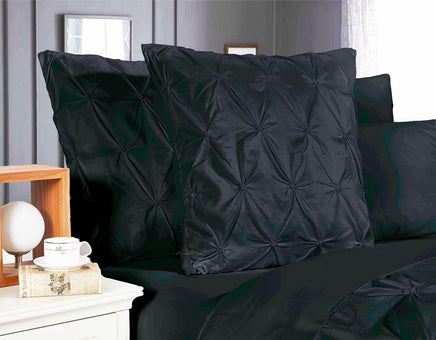Diamond Pintuck Premium Ultra Soft European Pillowcases 2-Pack - Black Kings Warehouse 
