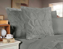Diamond Pintuck Premium Ultra Soft European Pillowcases 2-Pack - Grey Kings Warehouse 