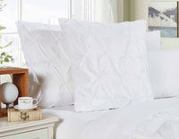Diamond Pintuck Premium Ultra Soft European Pillowcases 2-Pack - White Kings Warehouse 