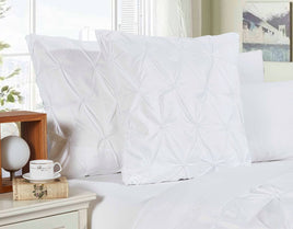 Diamond Pintuck Premium Ultra Soft European Pillowcases 2-Pack - White Kings Warehouse 