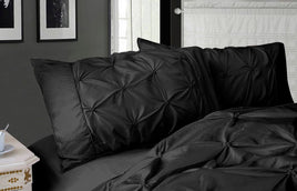 Diamond Pintuck Premium Ultra Soft King size Pillowcases 2-Pack - Black Kings Warehouse 