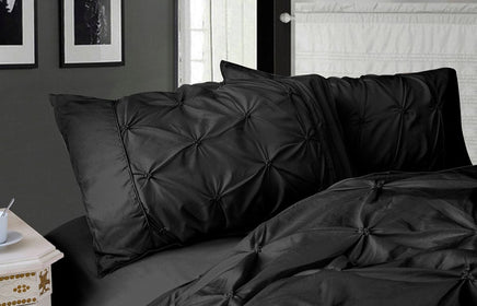 Diamond Pintuck Premium Ultra Soft King size Pillowcases 2-Pack - Black Kings Warehouse 