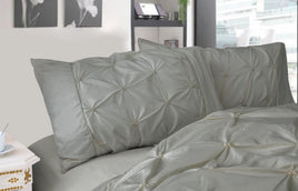 Diamond Pintuck Premium Ultra Soft King size Pillowcases 2-Pack - Grey Kings Warehouse 