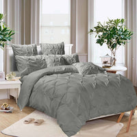 Diamond Pintuck Super King Size Grey Duvet Doona Quilt Cover Set Kings Warehouse 