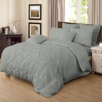 Diamond Pintuck Super King Size Grey Duvet Doona Quilt Cover Set Kings Warehouse 