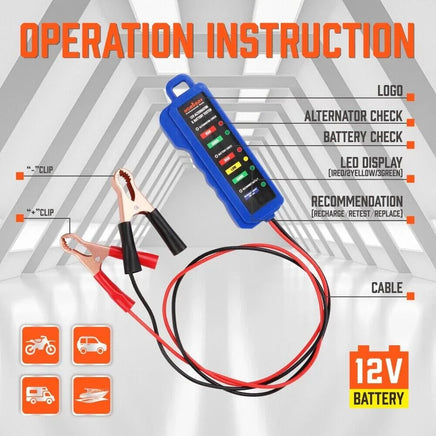 Digital 12V Alternator Battery Tester Car Load Tester Automotive Voltage Check Kings Warehouse 
