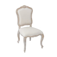 Dining Chair Linen Fabric Beige Oak Wood White Washed Finish Kings Warehouse 