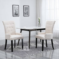 Dining Chair with Armrests Beige Fabric Dining Kings Warehouse 