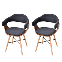 Dining Chairs 2 pcs Dark Grey Bent Wood and Fabric Dining Kings Warehouse 