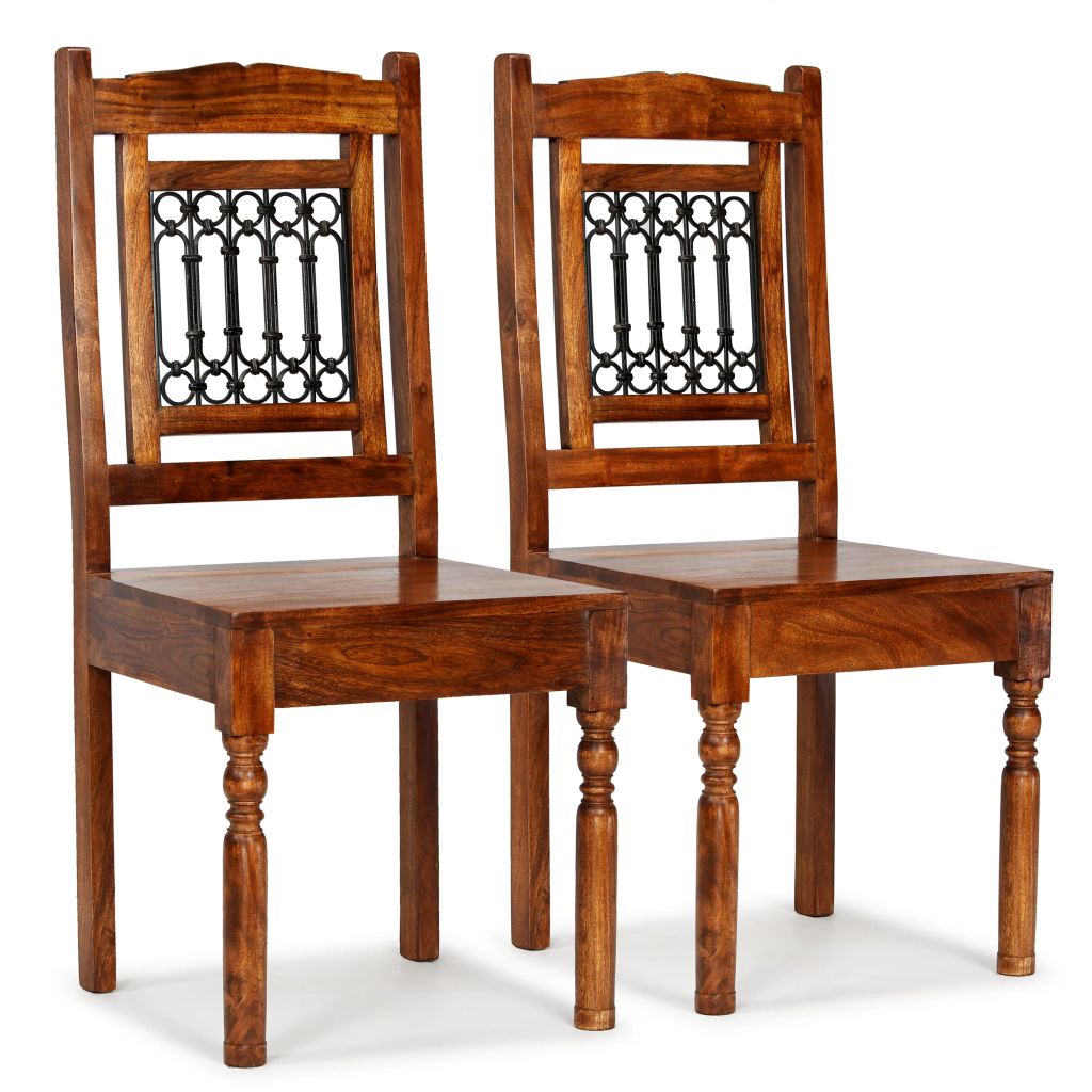 Dining Chairs 2 pcs Solid Wood with Sheesham Finish Classic Kings Warehouse 
