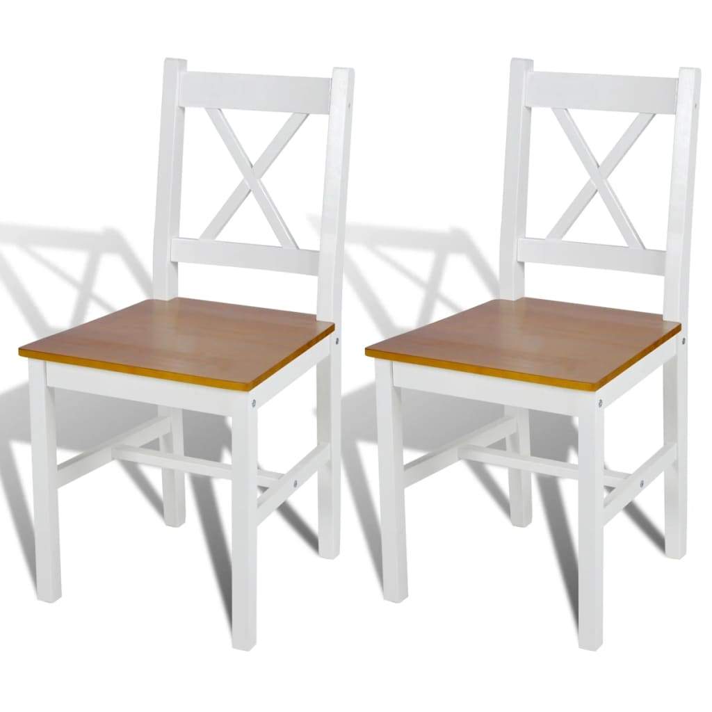 Dining Chairs 2 pcs White Pinewood Kings Warehouse 