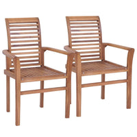 Dining Chairs 2 pcs with Anthracite Cushions Solid Teak Wood Kings Warehouse 