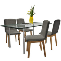 Dining Chairs 4 pcs Light Grey Fabric and Solid Oak Wood Kings Warehouse 